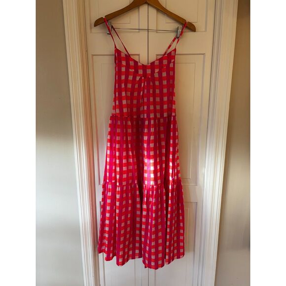 NWT SZ Blockprints for J.Crew Tiered Midi Gingham Dress - Picture 5 of 9